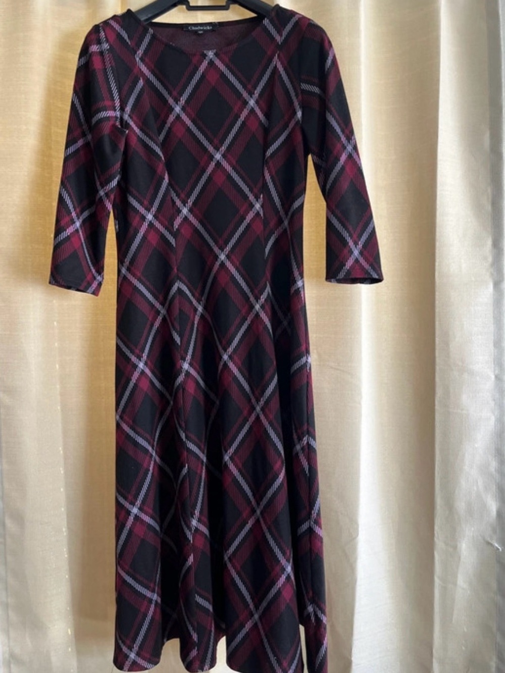 Chadwicks Black and Red Plaid Maxi Dress